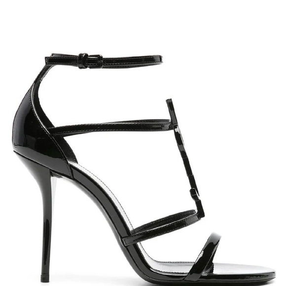 Saint Laurent Glossy Black YSL Heels - Picture 3 of 4